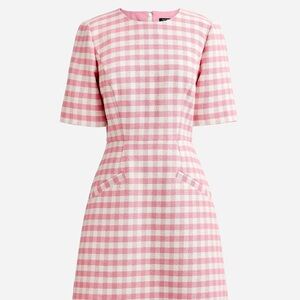 J. Crew Short-sleeve mini dress in gingham terry tweed